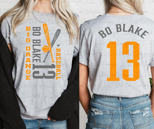 Big Orange Baseball Parent Shirt - Option 6