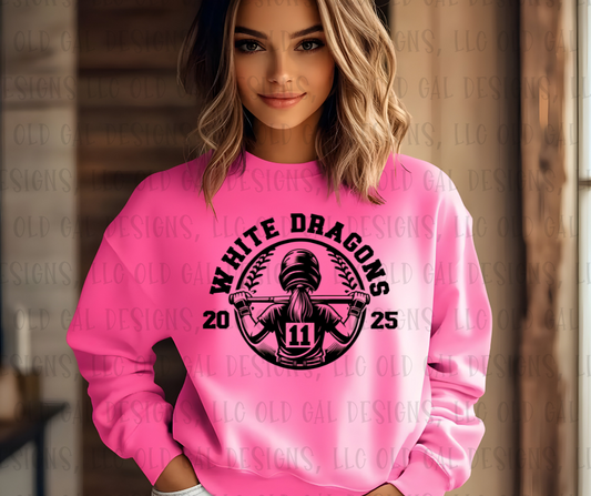 White Dragons Softball Player - YOUTH SIZES