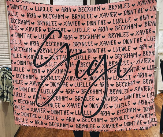 Repeating Name Blanket with Large Name in Center