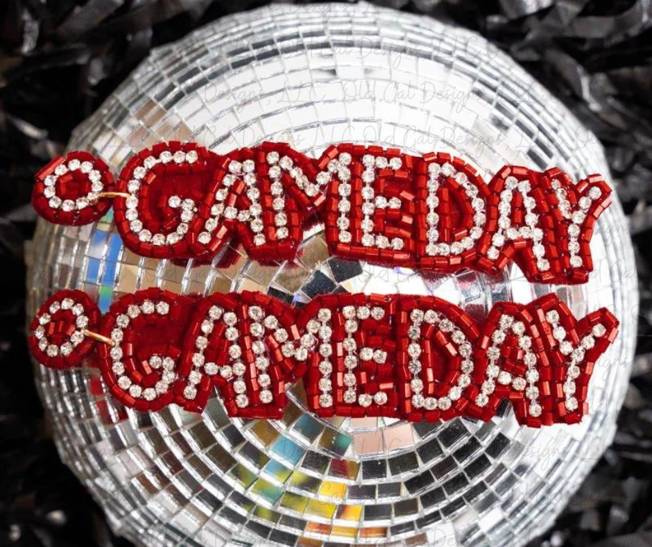 Glitzy Game Day Earrings - Red