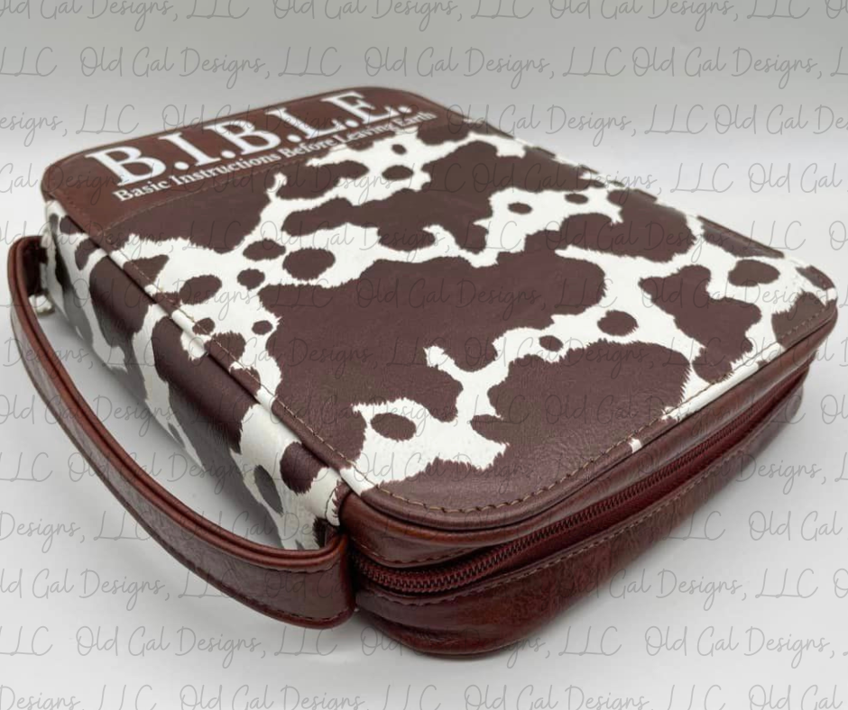 Cowprint Leather Bible Cover