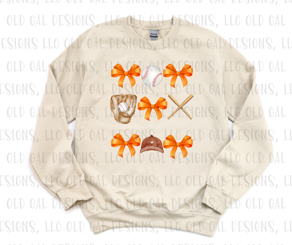 Orange Baseball Bow Collage - YOUTH SIZES