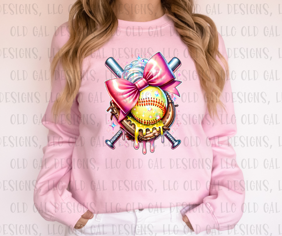 Bling Drippy Softball with Bow