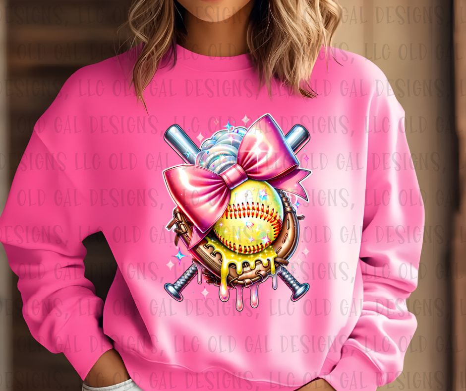 Bling Drippy Softball with Bow