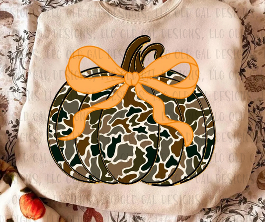 Camo Pumpkin with Bow