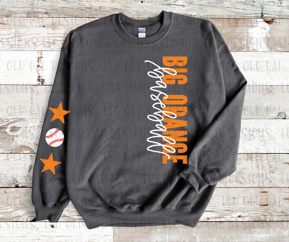 Big Orange Baseball - Vertical and Sleeve Design