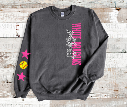 White Dragons Softball - Vertical and Sleeve Design