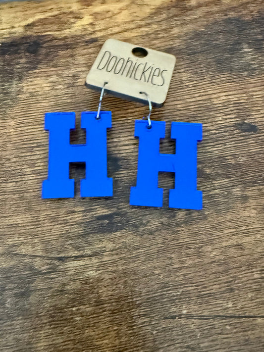 1.5" Shiny Varsity Letters - Mirror Blue "H"