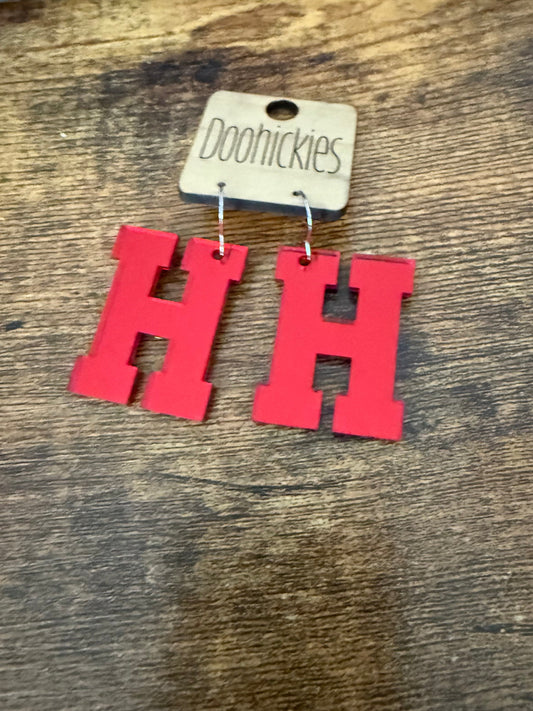 1.5" Shiny Varsity Letters - Mirror Red "H"