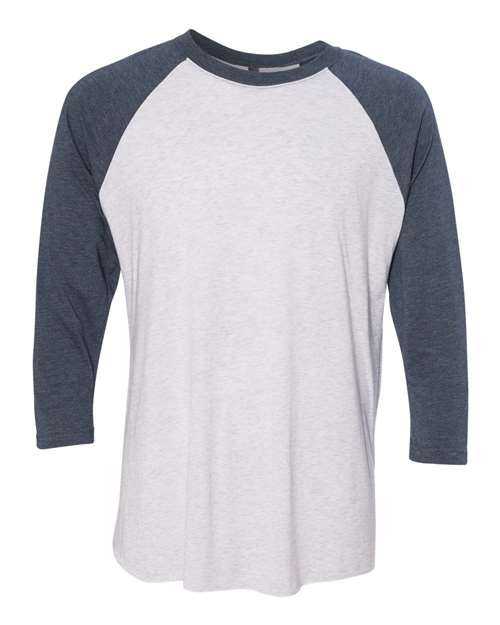 Mystery Tee Sale - Next Level - Indigo/Light Heather Gray - 3/4 Sleeve Raglan - SMALL