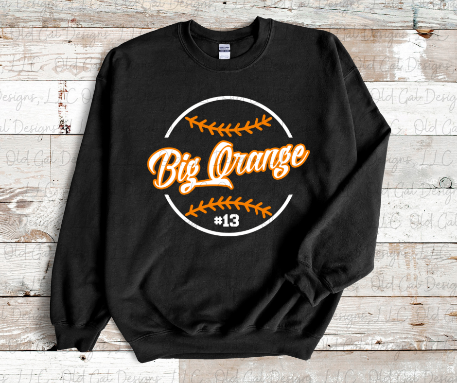 Big Orange Baseball - Black and White