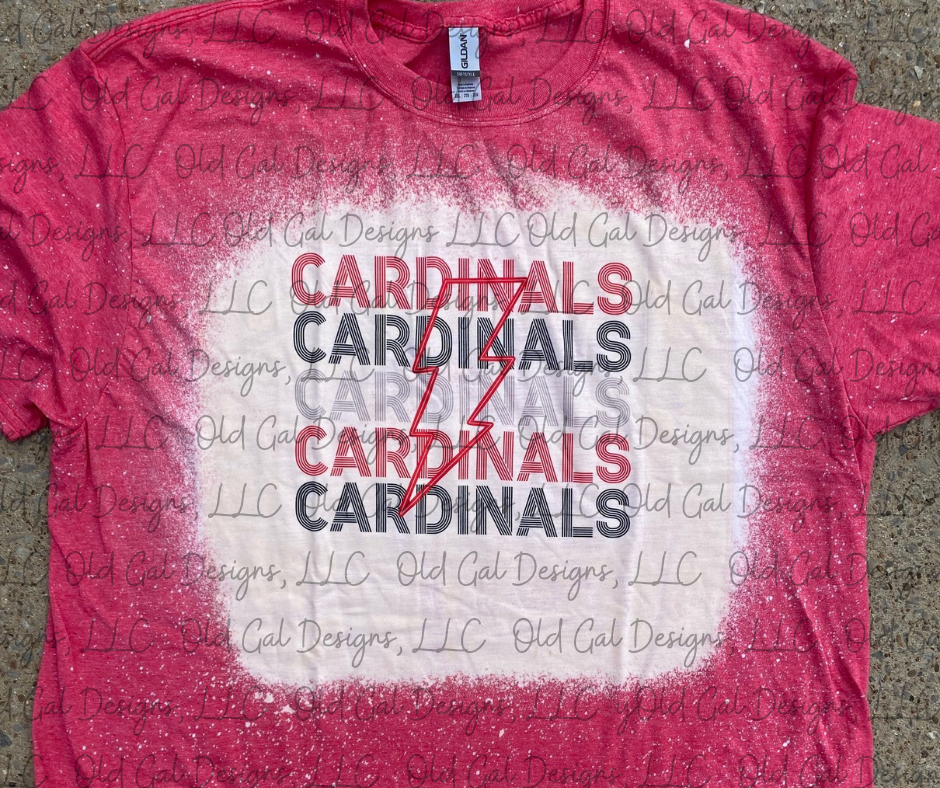 Cardinals Stacked Lightning Bolt - Neon