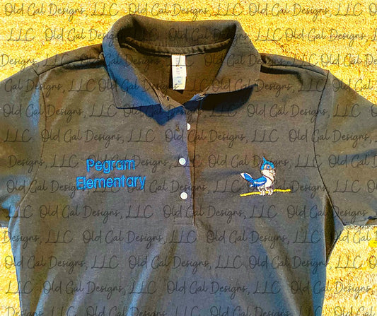 Pegram Elementary Embroidered Polo Shirt (Black)