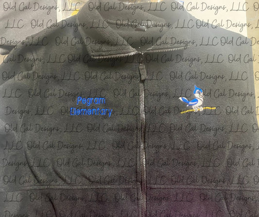 Pegram Elementary Embroidered FULL Zip Fleece Jacket (Black)