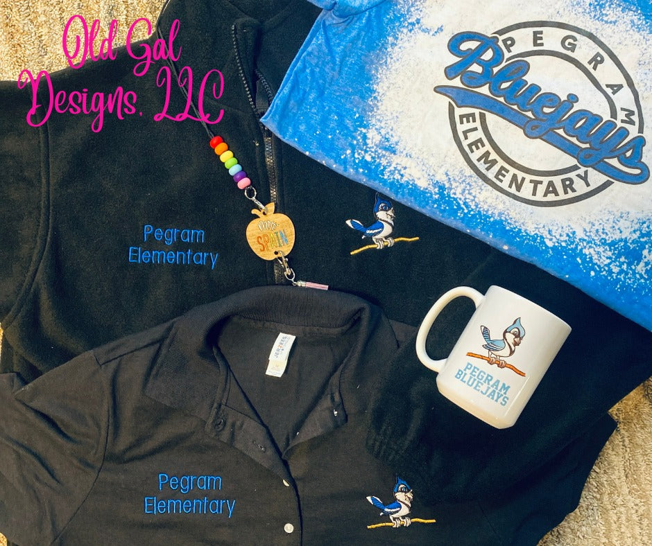 Pegram Elementary Embroidered FULL Zip Fleece Jacket (Black)