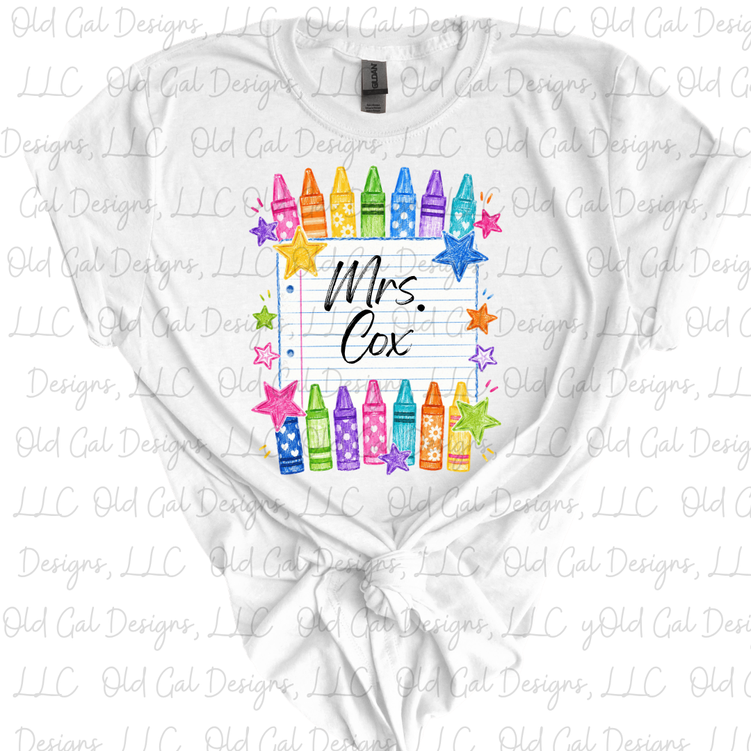 Personalized Crayons and Notebook Paper