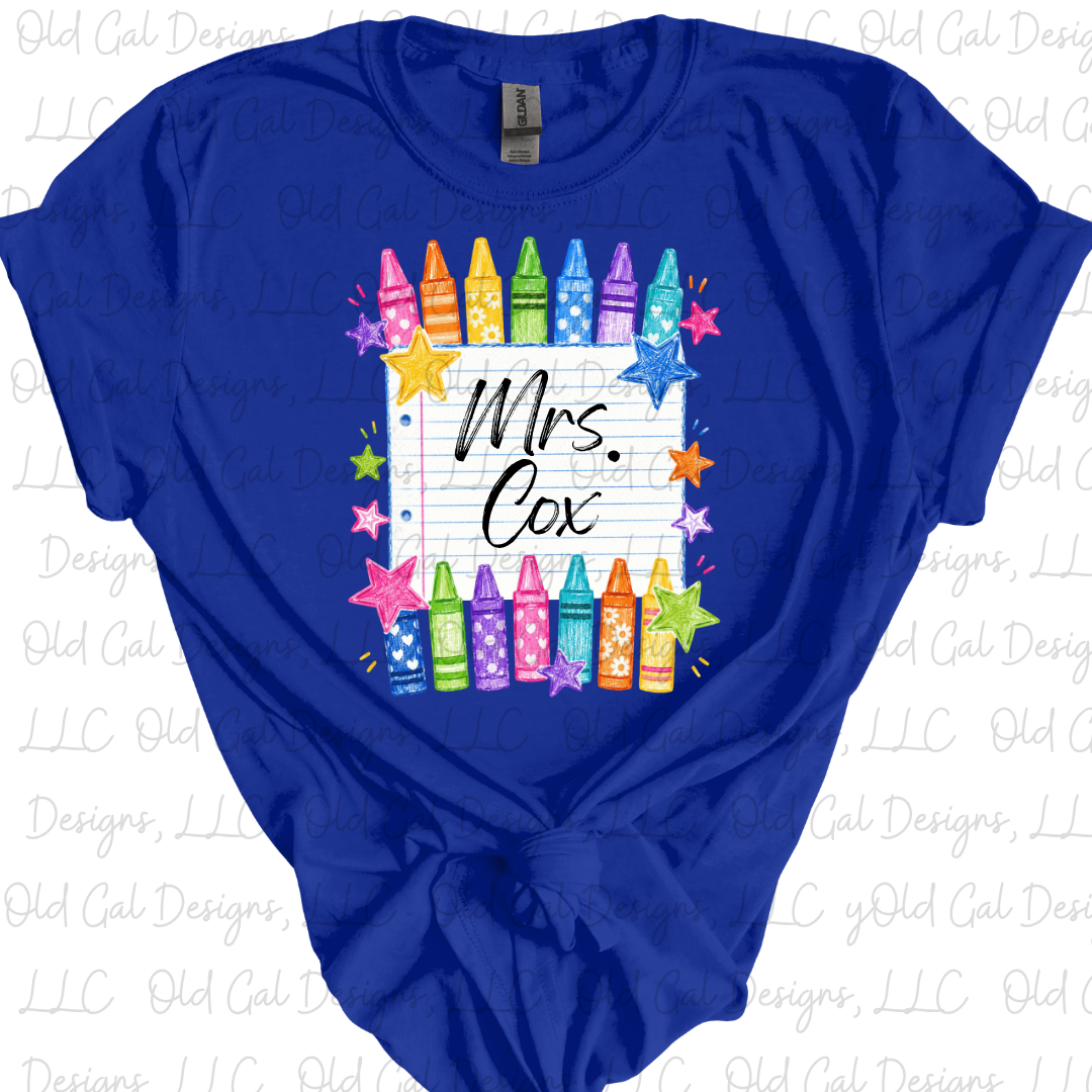 Personalized Crayons and Notebook Paper