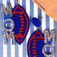 Football Mom Royal Blue and Red Seed Bead Earrings