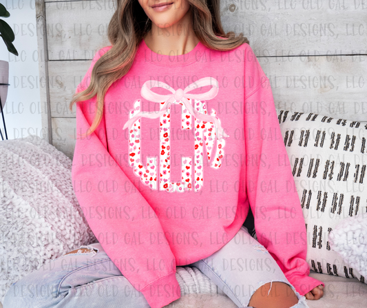 Cheetah Hearts Monogram with Bow