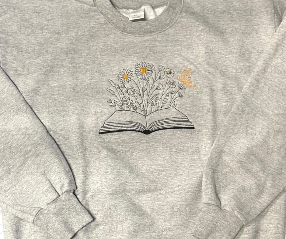 Floral Books Embroidered Sweatshirt