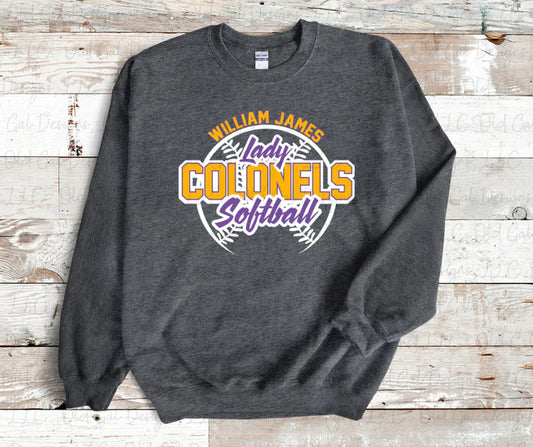 William James Lady Colonels Softball Sweatshirt (Youth Sizes)