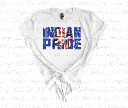 Indian Pride with Colorful Headdress - Blue Letters