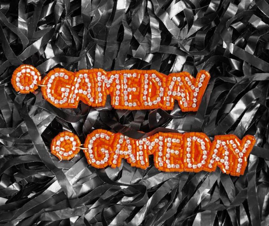 Glitzy Game Day Earrings - Orange