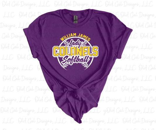 William James Lady Colonels Softball T-Shirt (Youth Sizes)