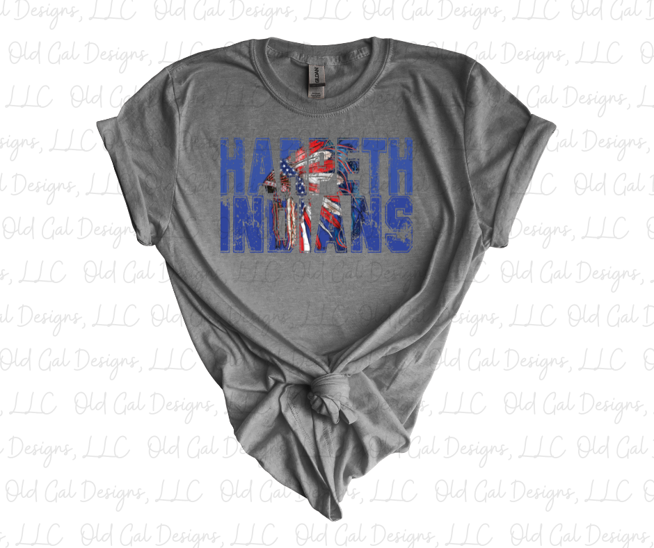 Harpeth Indians with Colorful Headdress - Blue Letters