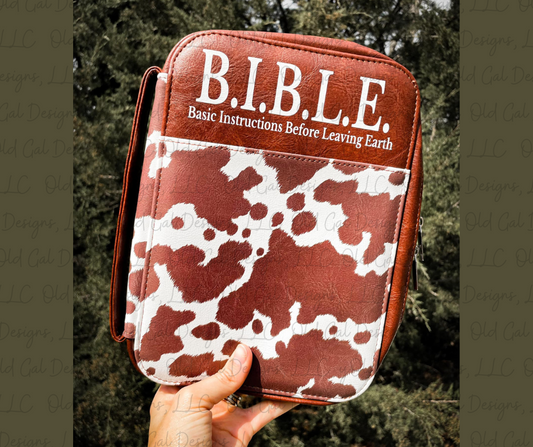 Cowprint Leather Bible Cover