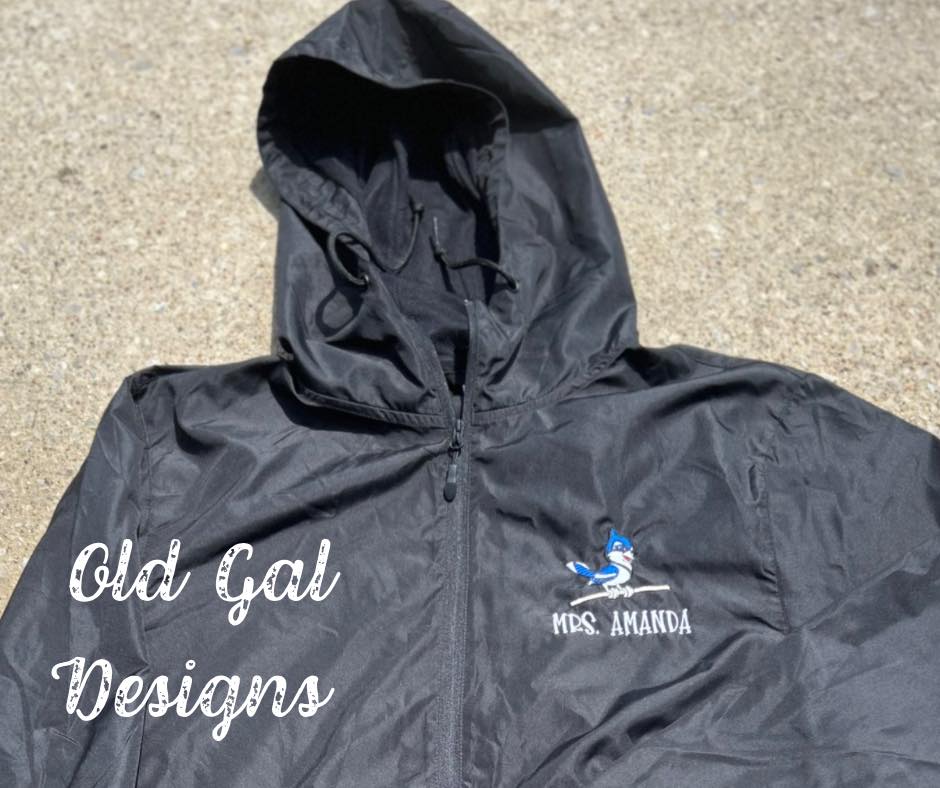 Embroidered Blue Jay Rain Jacket