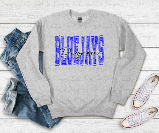 Pegram Bluejays - Sketch Letters YOUTH SIZES