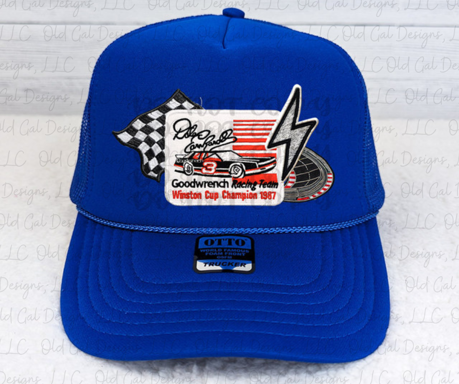 Faux Embroidered Racing Patch Foam Trucker Hat