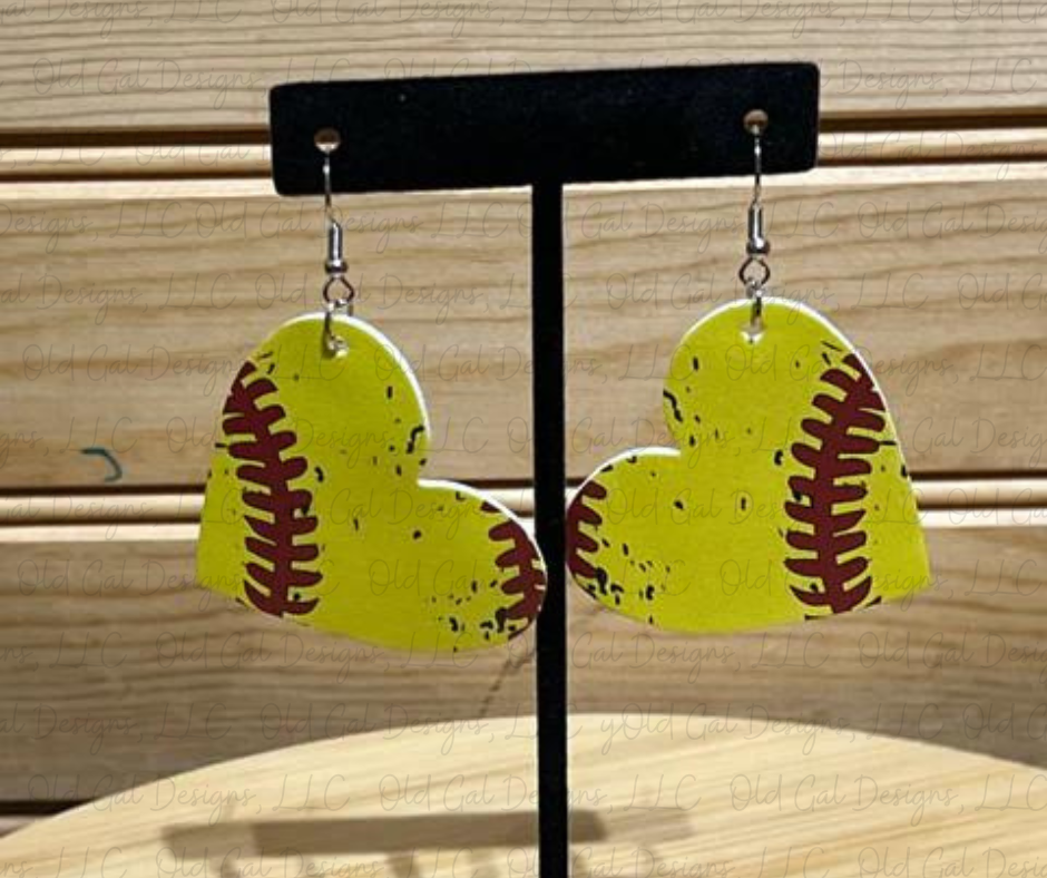 Vegan Leather Earrings - Softball