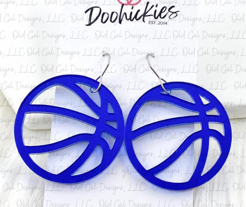 1.5" Shiny Basketballs -Sports Earrings