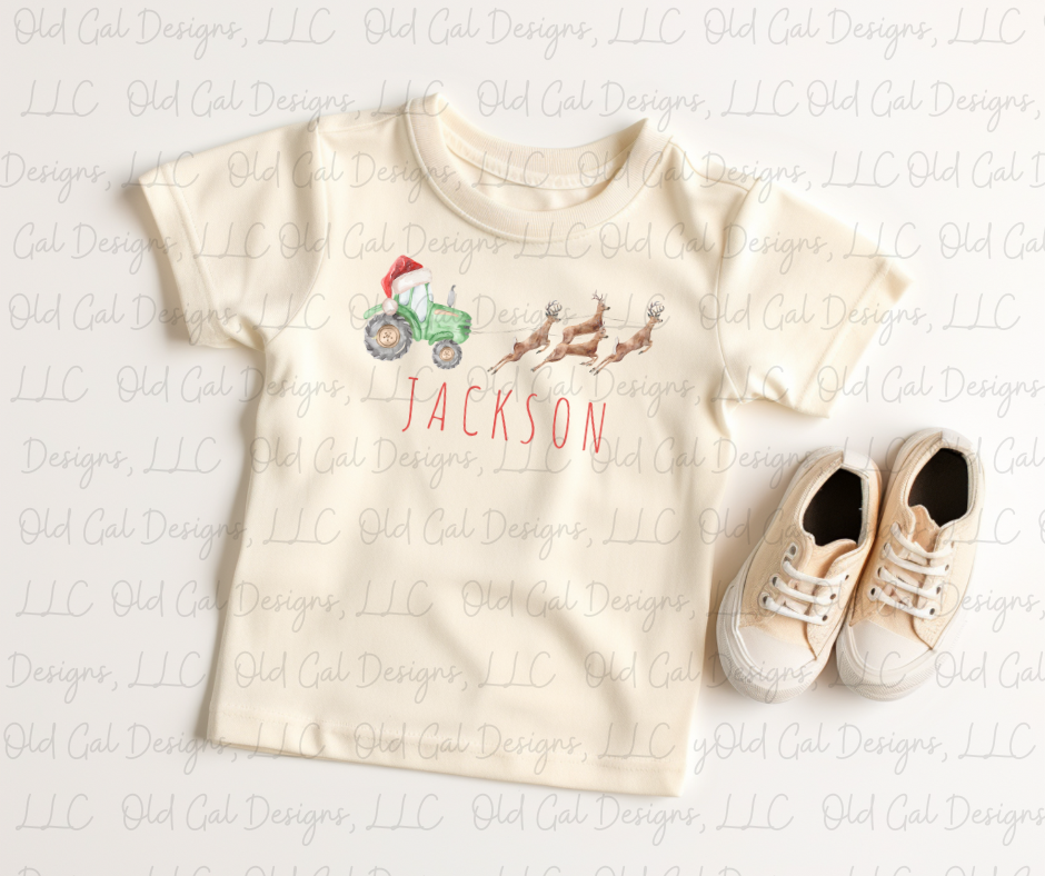 Christmas Tractor Personalized YOUTH SIZES