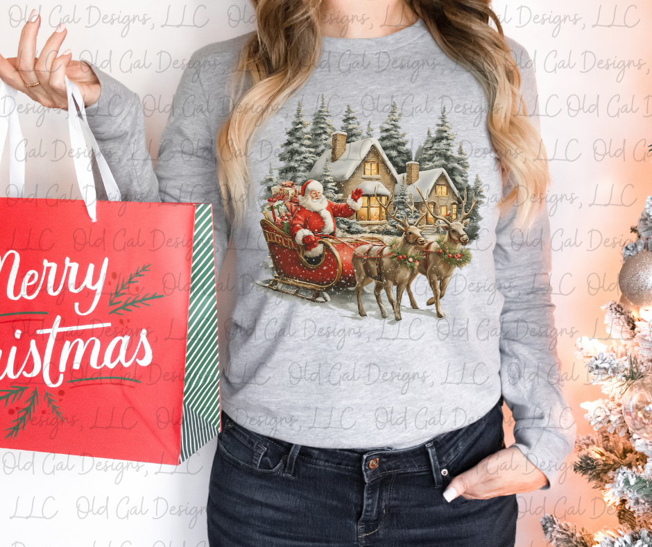 Vintage Santa Claus and Reindeer