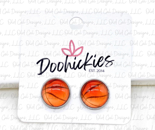 Basketballs in Stainless Steel Settings -Sports Earrings