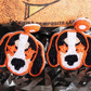 Orange Hound Dog Seed Bead Earrings