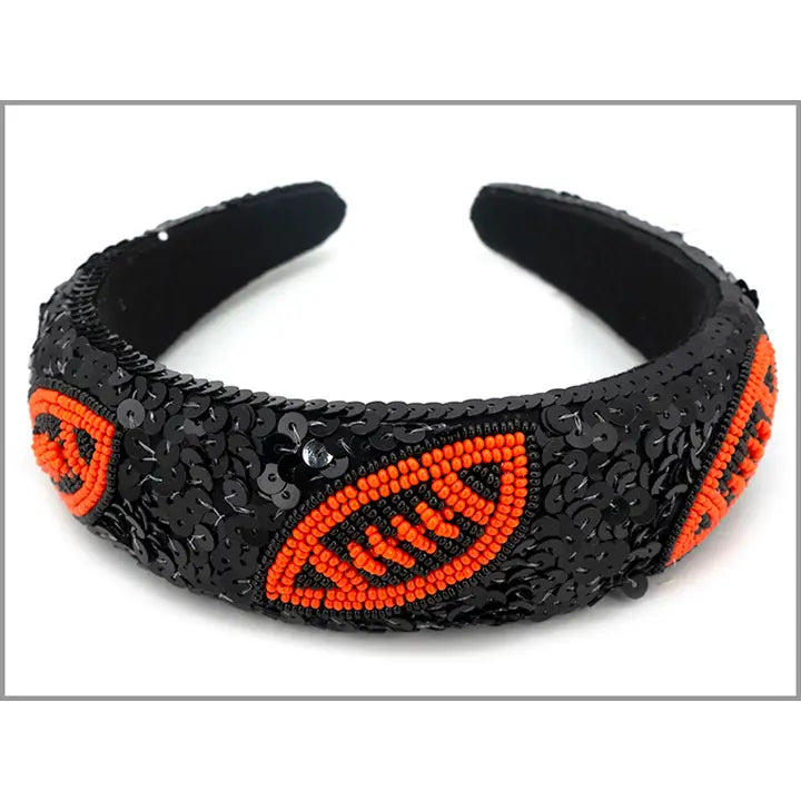 Orange & Black Beaded Headband