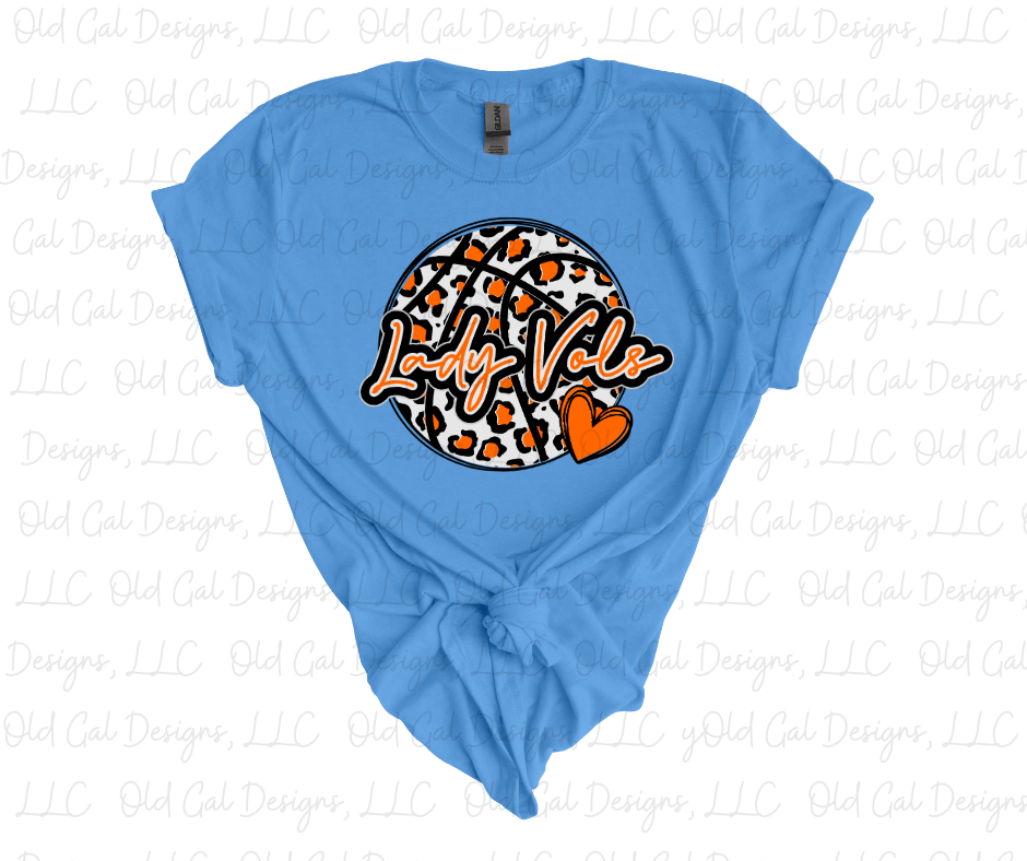 Lady Basketball - Orange Leopard with Heart