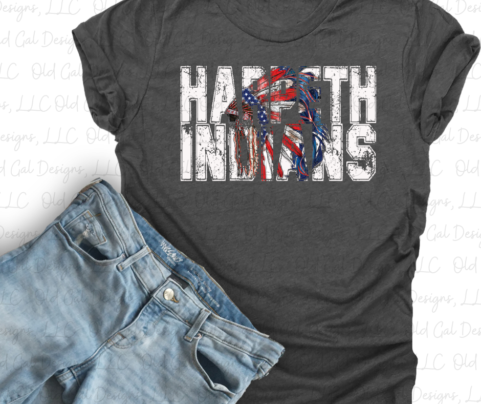 Harpeth Indians with Colorful Headdress - White Letters