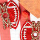 Football Mom Red and White Seed Bead Earrings