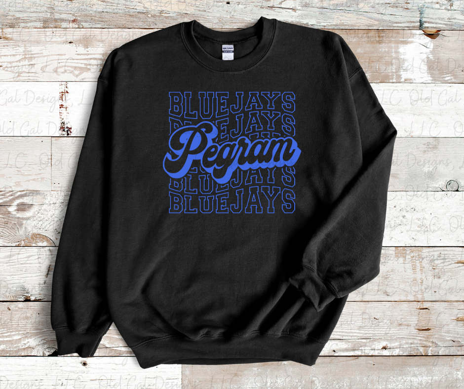 Stacked Pegram Bluejays - All Blue Design