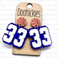 2" Layered Varsity Number Basketball Dangles - Sports Earrings