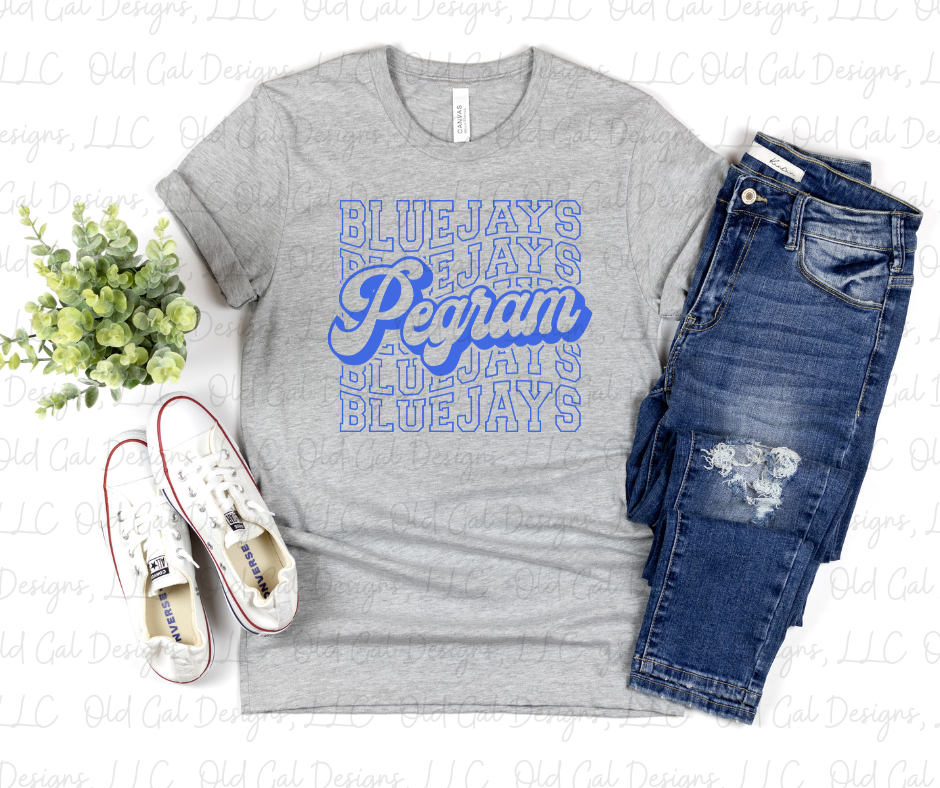 Stacked Pegram Bluejays - All Blue Design