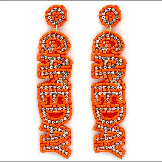 Orange and White Game Day Earrings