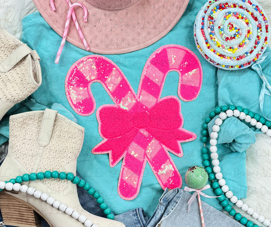 Pink Candy Cane Sequin Sweatshirt