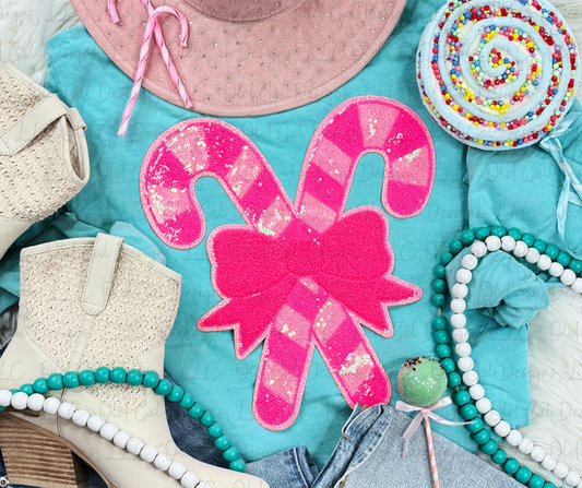 Pink Candy Cane Sequin Sweatshirt