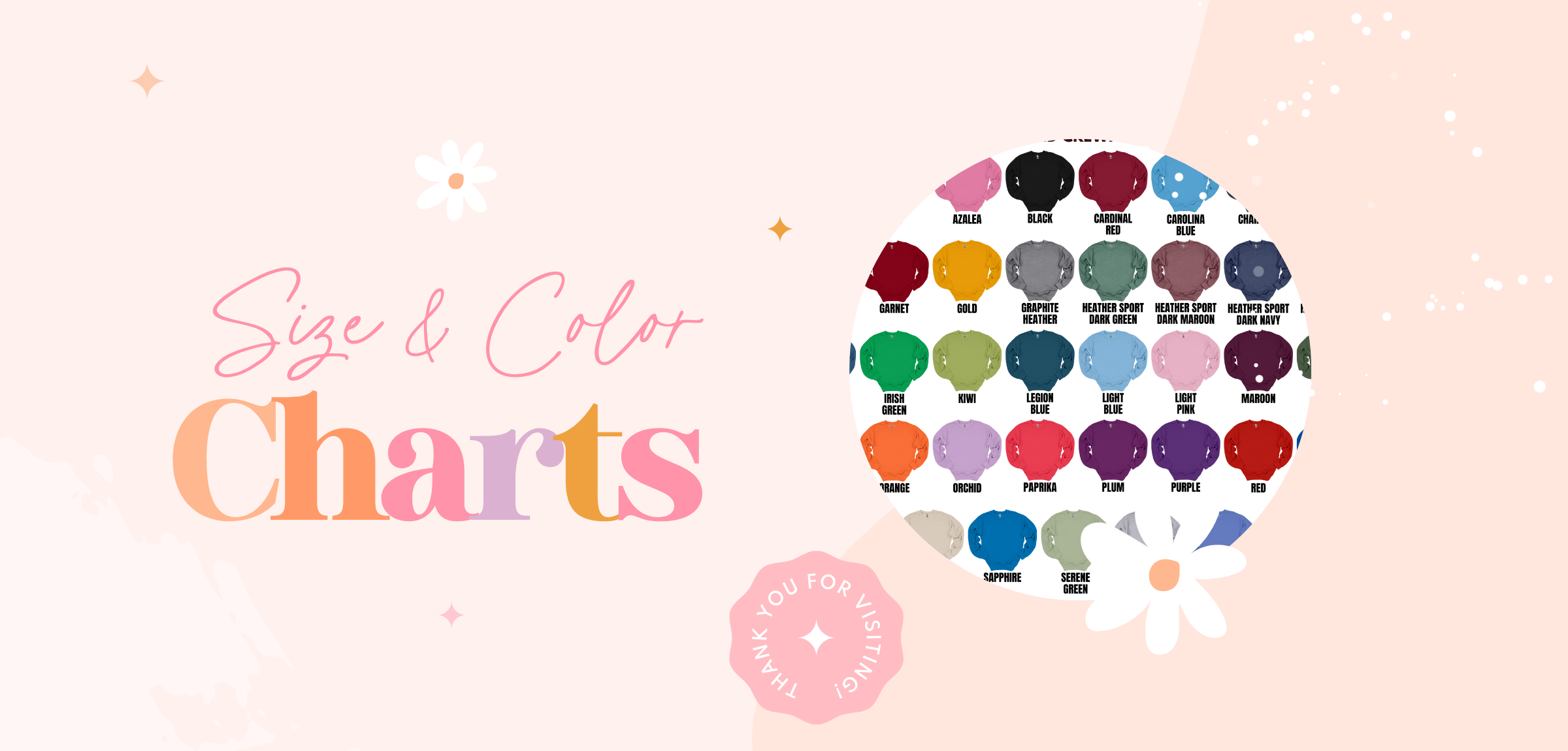 Color/size Layout Color & Size Charts – Old Gal Designs
